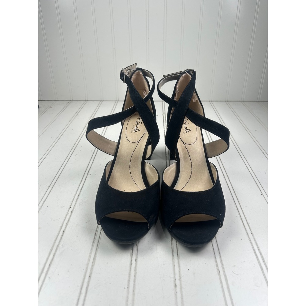 LifeStride Allison Black Fabric Strappy Comfort Sandals Heels Women's Size 10 - Picture 12 of 12